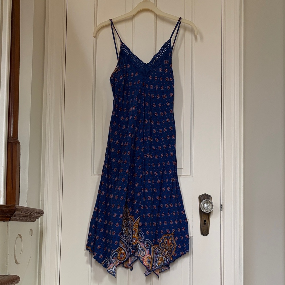 Band of Gypsies Blue Summer Sundress with Handkerchief Hem